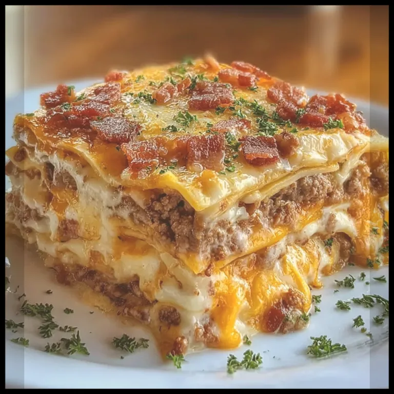 Lasagna Meets Cheeseburger Parmesan Garlic Bacon Style